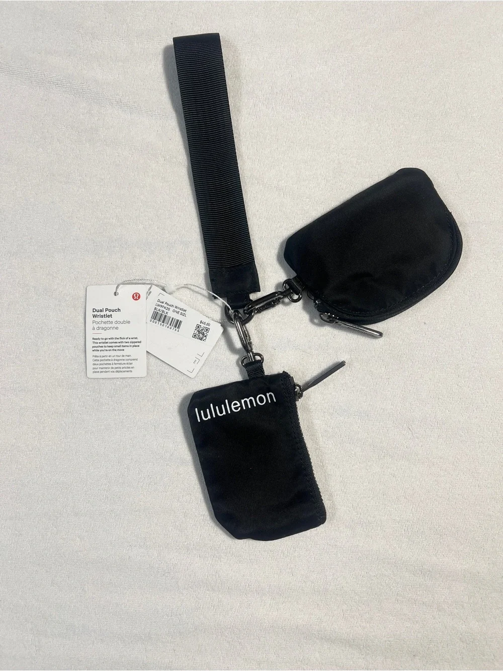 NWT Lululemon Dual Pouch Wristlet - Black/Black